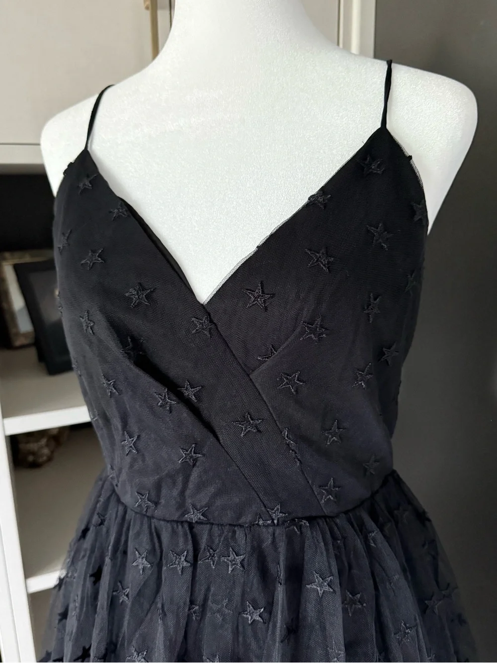 J. Crew Black Star-Embroidered Midi Dress